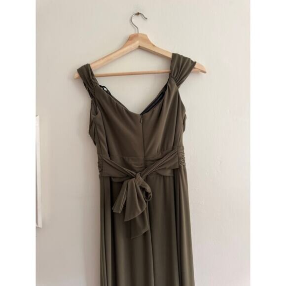 BHLDN by Anthropologie NWT Racine Off-the-Shoulder Olive Green Maxi Dress Size 8 - Picture 7 of 10